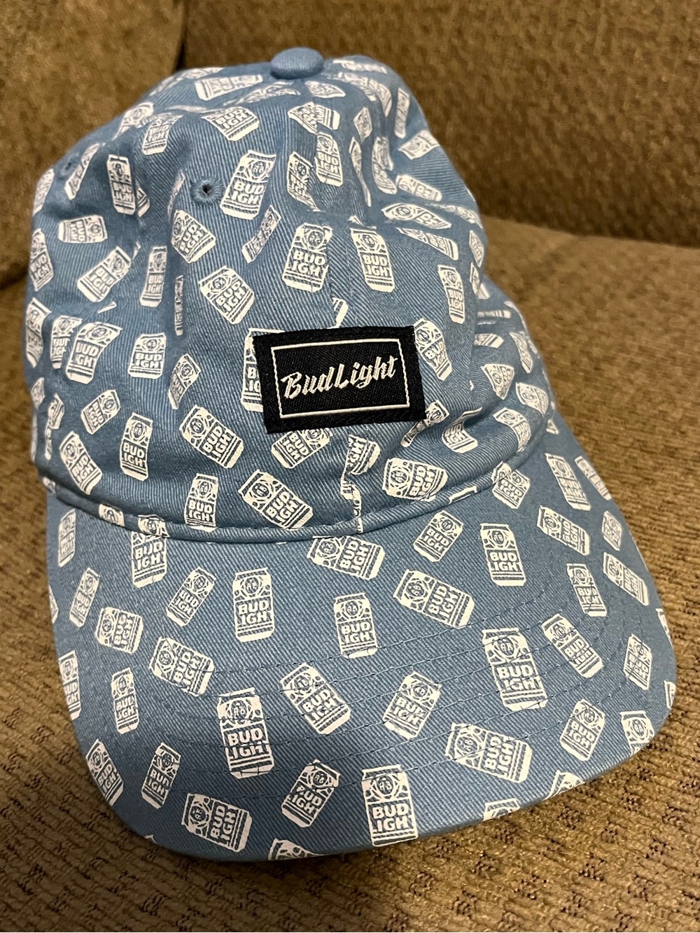 Bud Light Blue Printed Baseball Cap Unisex NWOT